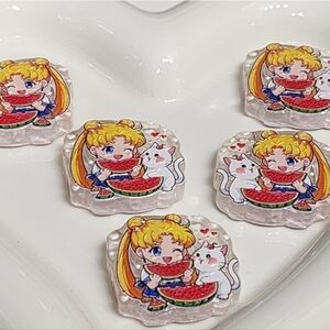 Sailor Focal Bead Acrylic 2 pc Moon Beaded Pen Crafts Keychain Jewelry Making